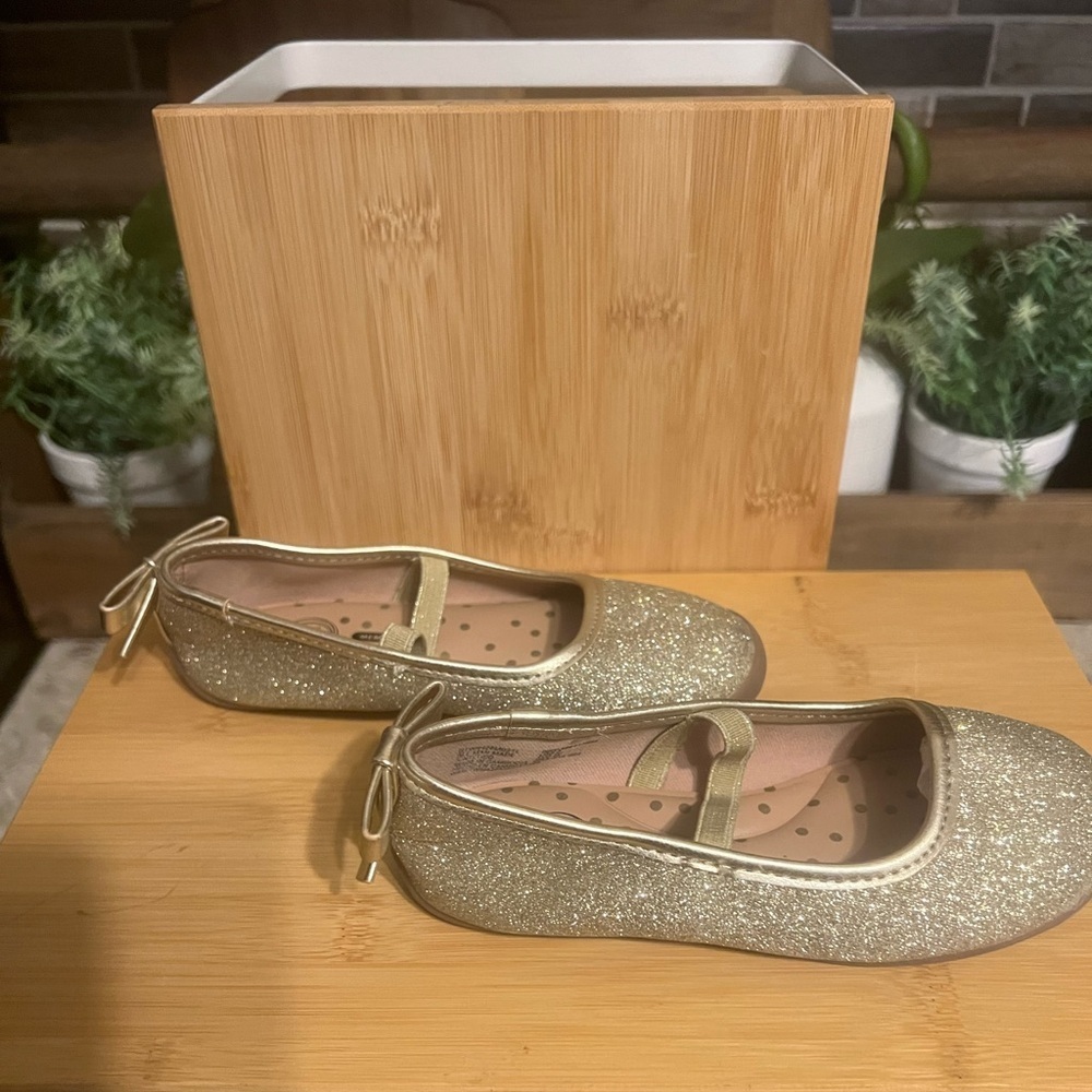 wonder nation Girls Glitter Slip-On Shoes in Gold - Picture 4 of 7
